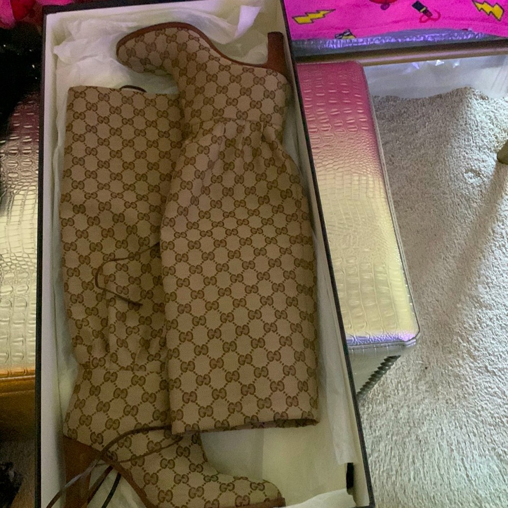 COPY - Gucci fabric signature Gg knee boots no signs of wear